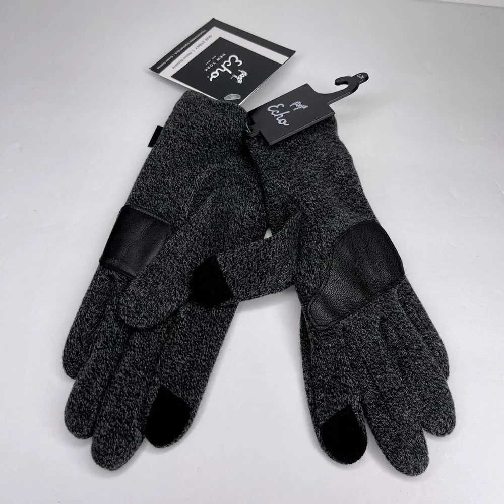 NORDSTROM ECHO Classic Touchscreen Gloves Charcoal Gray Heathered NEW Size S/M